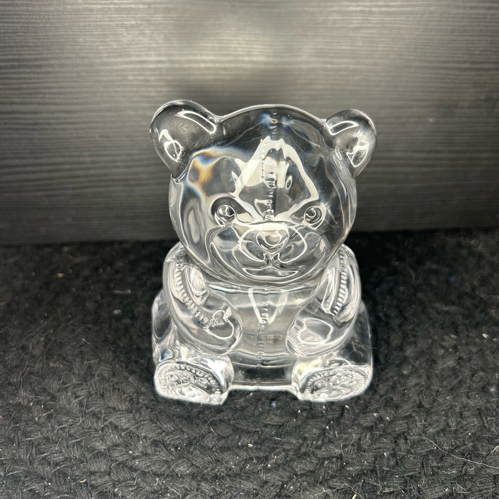 Vintage Partylite Clear Glass Bear Tealight Candle Holder